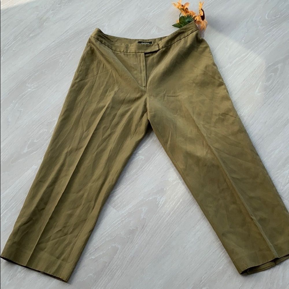Peck‎ & Peck Silk Blend High-Rise Cropped Pants Straight Leg Lightweight Size 12